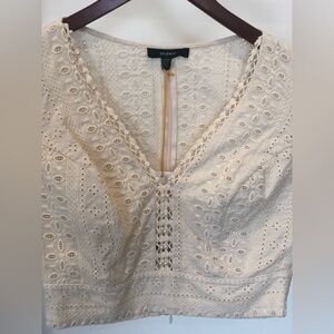 Studio F Cream Eyelet V-Neck Blouse